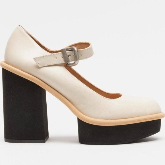 Free People Shoes - NEW Free People Maggie Mary Jane Platform Shoes in Bone Leather Size 38.5  / 8.5